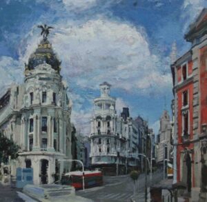 Gran Vía 2007. Óleo sobre tela. 71 x 73 cm.