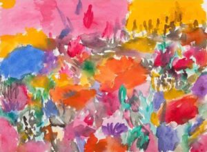 Jardin en Otoño, 2013. Tinta china y acuarela sobre papel. 56 x 76 cm.