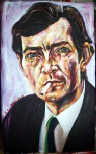 Julio Cortazar, 2006. Óleo sobre tabla. 96 x 59 cm.